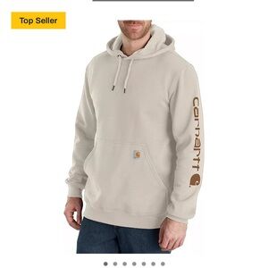 Carhartt Men's Beige Hoodie with Logo Sleeve